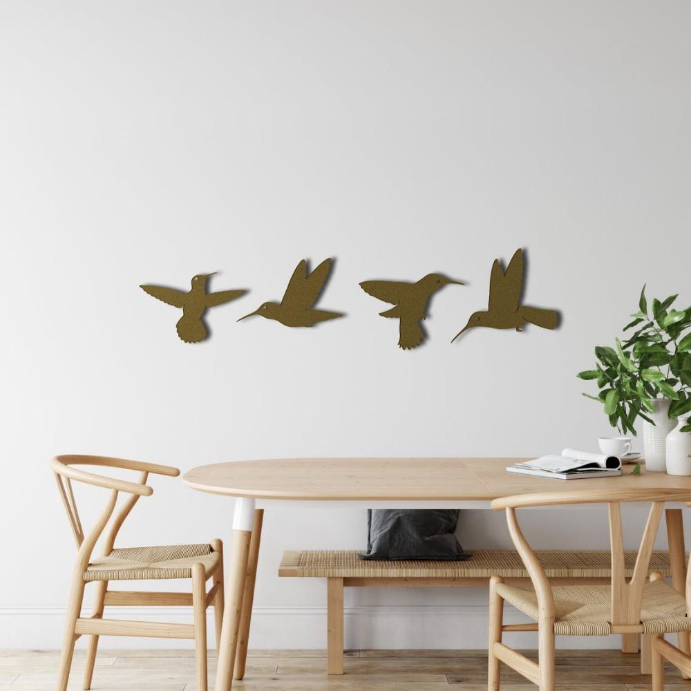 

Пташки-бджілки – колібрі. Металеве мистецтво, металеве настінне мистецтво, металевий декор із птахами, металевий декор для стін, декор для домашньої вітальні, гобелена, зграя птахів Set Of 4 золотий