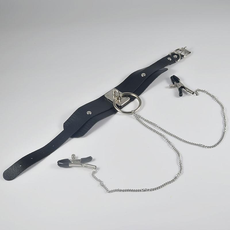 1Pc Nipple Ring With Choker Necklace Punk Style Long Chain Nipple Barbell Piercing Jewelry