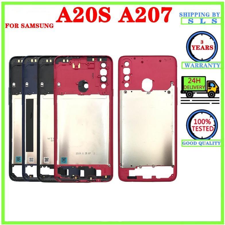 Back Housing Back Battery Cover LCD Front Middle Frame For Samsung Galaxy A20s A207 A207F A207M Door Housing Camera Lens