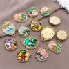 French Retro Luxury Enamel Earrings & Necklace Set: Monet's Garden Oil Painting Flower Design
