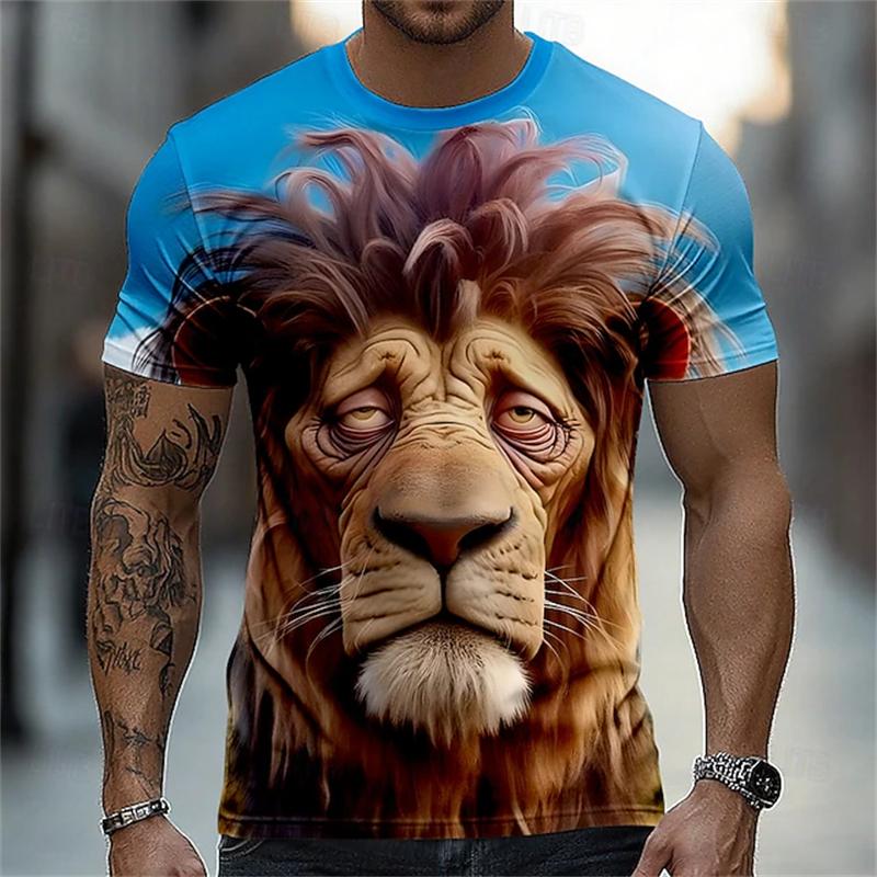 New Fashionable Lion 3D Printed T-Shirt Men s & Women s Summer Casual Short Sleeve Wolf Tiger Lion Animal Print Pullover XS