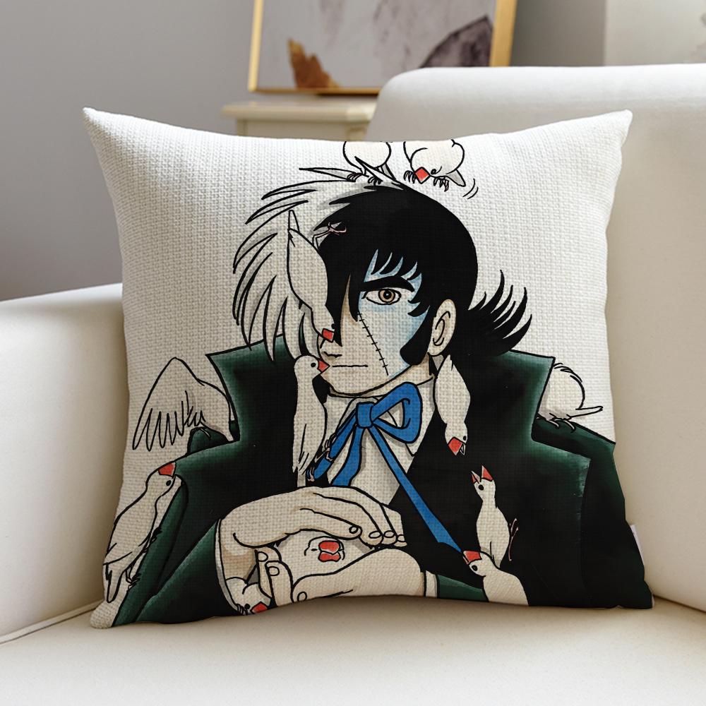 Classic BBlack JackS Cushion Cover Breathable and skinfriendly linen pillowcase square removable and washable cushion