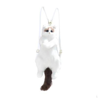 Sac à dos en peluche chat mignon sac souple amusant pour enfants amoureux des animaux adultes cadeau
