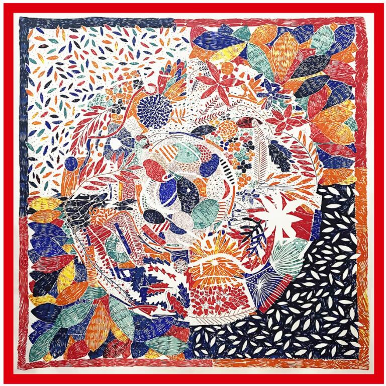 Silk Scarf Women Large Shawls Stoles Cashew Print Square Scarves Echarpes Foulards Femme Wrap Bandanas 130*130CM