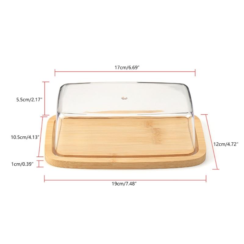 Luftdichte Butterdose mit Kunststoffdeckel Rechteckiger Butterbehälter für Arbeitsplatte und Kühlschrank Bambus Butteraufbewahrungsschale
