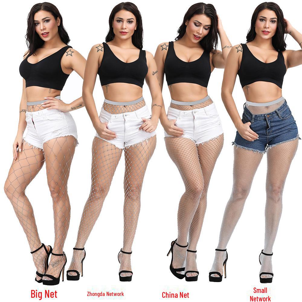 Европейские и американские сетчатые нескользящие сексуальные колготки-чулки Small Net