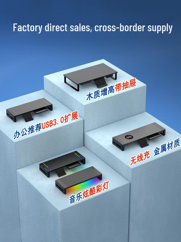Multifunctional Monitor Riser with USB Ports and LED Lighting