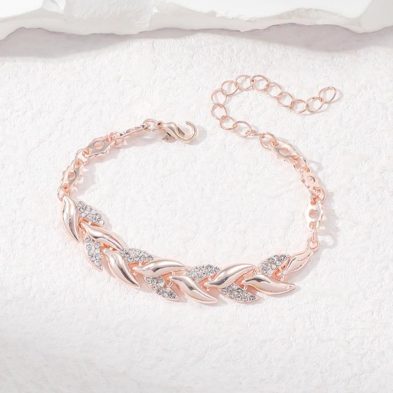 Personalized Willow Leaf Diamond Bracelet Necklace Set Glitter Full Diamond Banquet Party Jewelry