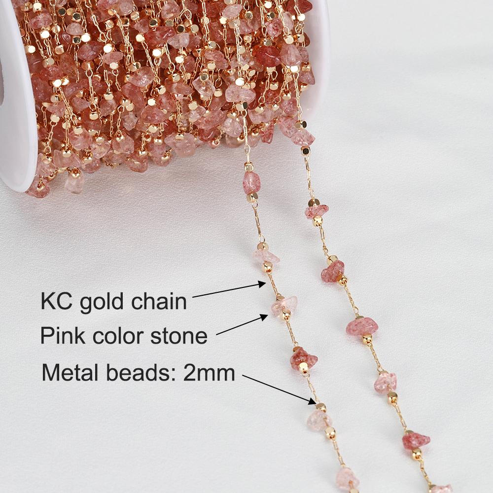 0.5M 1M Colorful Irregular Stone Necklace Chain Imitatied Pearl Copper Chains for DIY Holiday Necklace Jewelry Making Wholesale