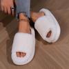 Fashion Faux Fur Keep Warm Slippers Women Winter Open Toe Thick Bottom Plush Slippers Woman Comfort Soft Non-Slip House Cotton Shoes