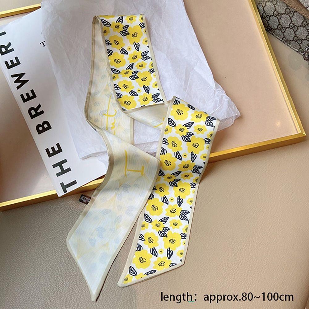 French Pastoral Style Hair Tie Elegant Rose Plum Blossom Bag Strap Bag/Hair Accessories Silk Scarf Headband Women Girls
