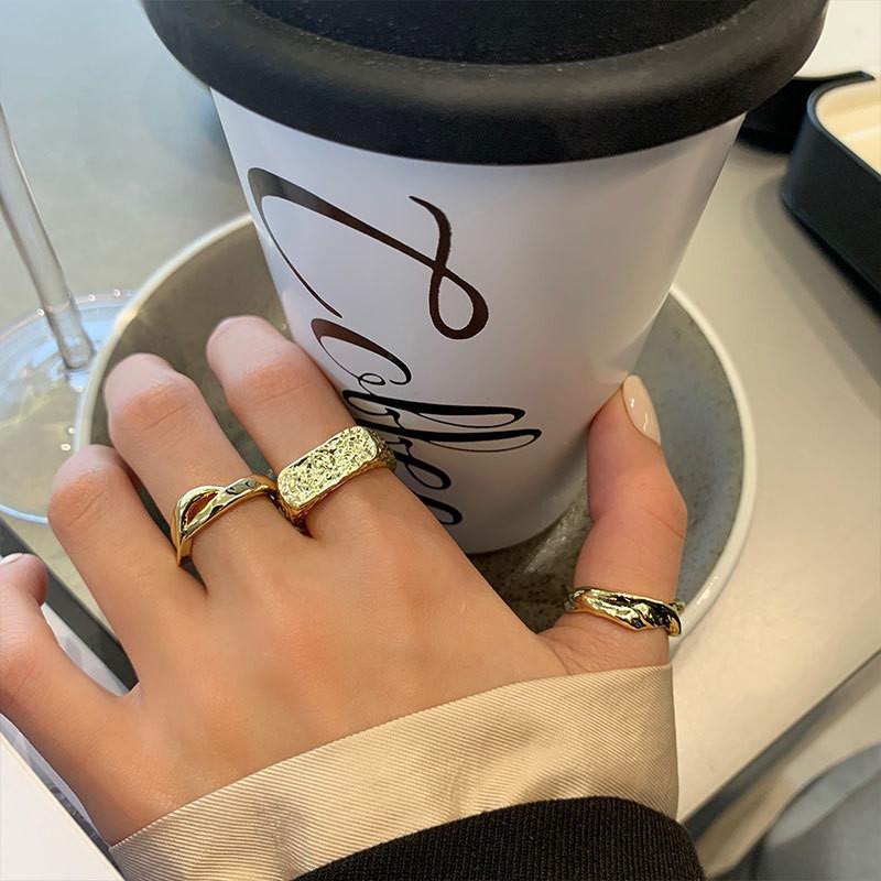 Elegant Korean Style Irregular Hollow S925 Sterling Silver Adjustable Open Ring For Women