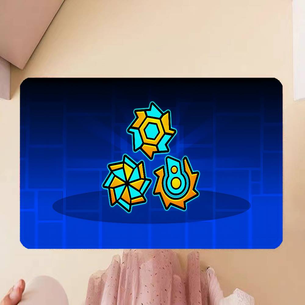 Cartoon Geometry Dash Video Game Kitchen Mat Kids Room Bedroom Decoration Balcony Anti-Slip Doormat Living Room Alfombra
