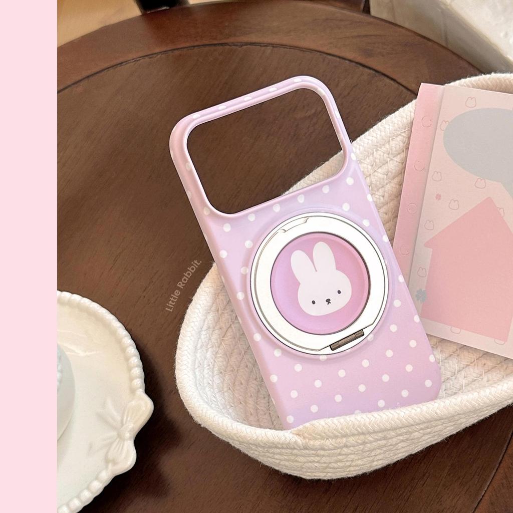 Polka-Dot Bunny Magnetic Mount Phone Case for iPhone 16, iPhone 17, and iPhone 17 Pro Max