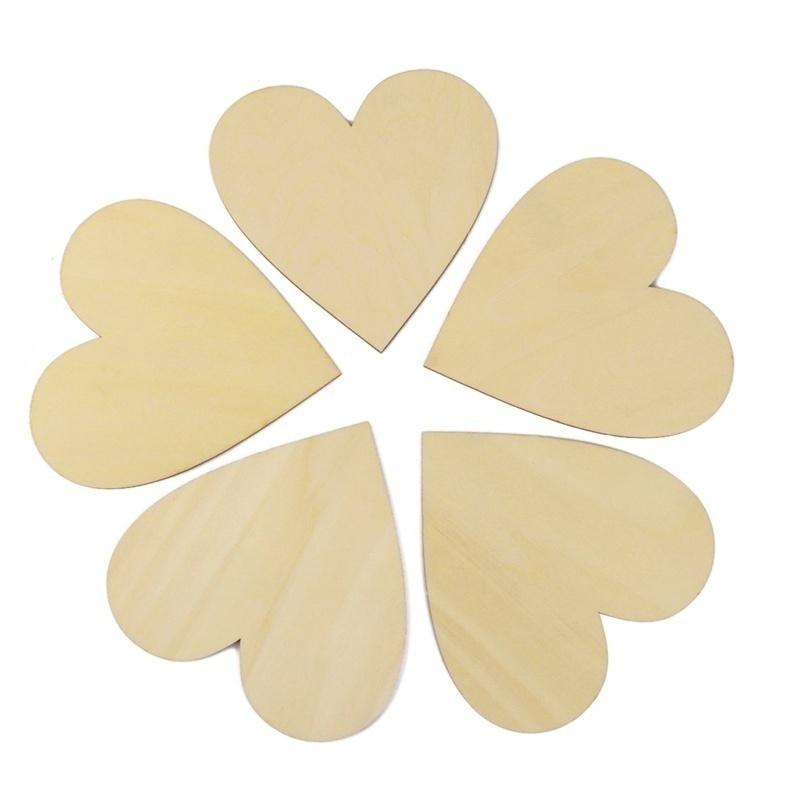 

50 шт. 40 мм Деревянное украшение в форме сердца для рукоделия, свадебного декора, рождественского украшения бежевый