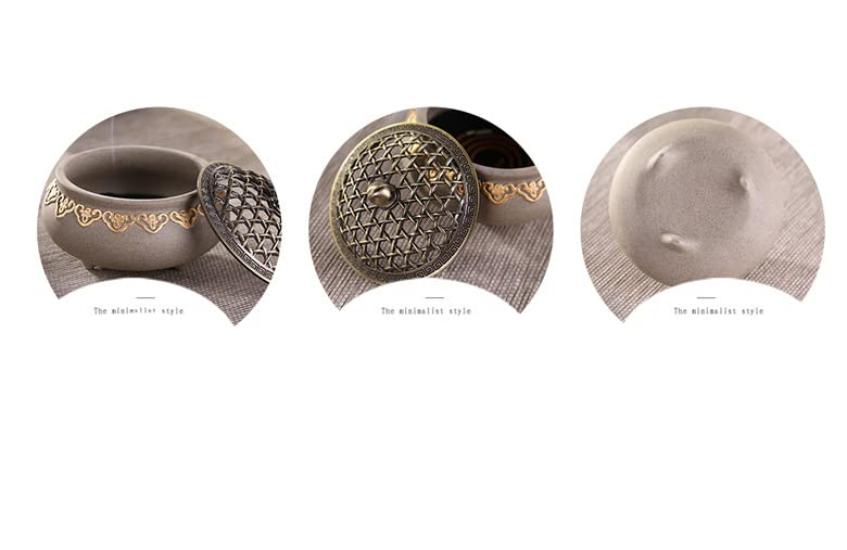 Stylish and Simple Ceramic Incense Holder with Lid, Flame-retardant Cotton Lining, and Holder for Aromatherapy, Cones, and Sticks. Easy To Clean.