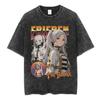 Anime Frieren Beyond Journeys End Frieren Washed Vintage Tshirt Men Women Fashion Manga Tshirts High Quality Cotton T Shirts