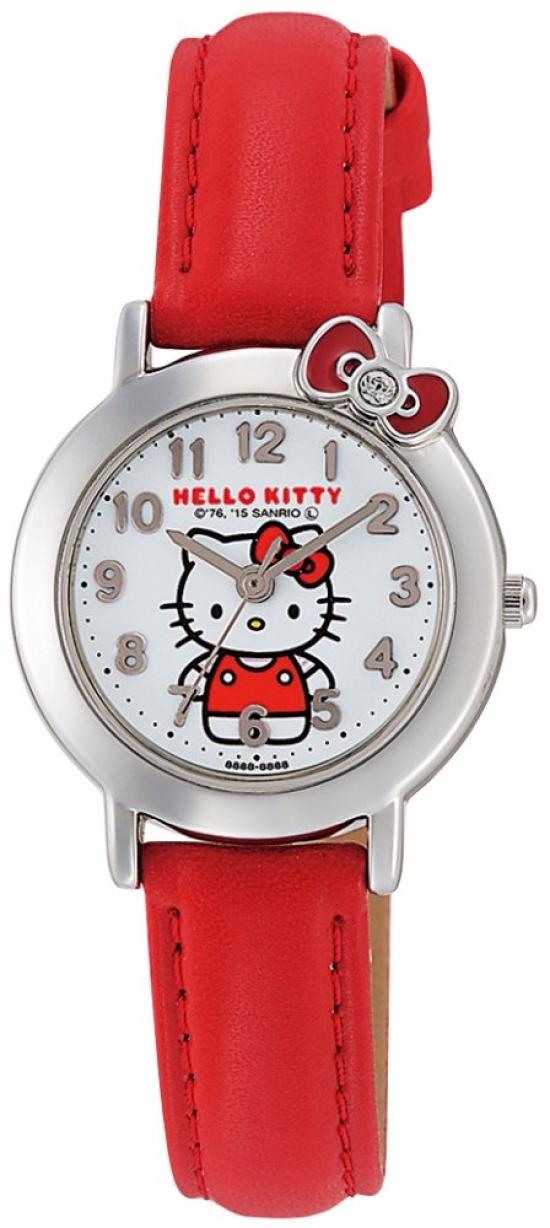 

[Cue and Cue] Часы аналоговые Hello Kitty с водонепроницаемым кожаным ремешком Hello Kitty HK23-001 женские красные