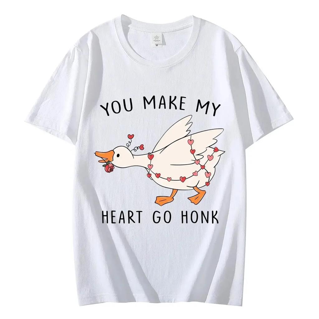 You Make My Heart Race Funny Goose Meme Graphic TShirt  Couple Fashion Trend Style Cotton Loose WOMEN And Unisex Tshirt