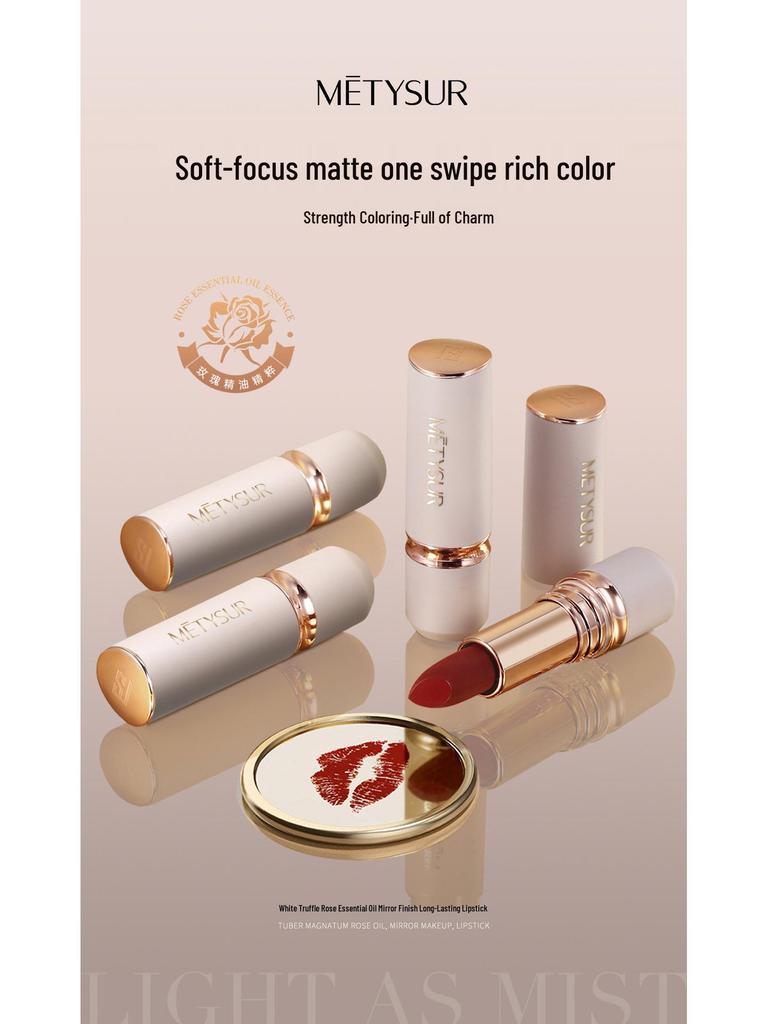 METYSUR White Truffle Rose Essential Oil Long-Lasting Moisturizing Lipstick MT6061