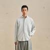 CROQUIS Men's Cotton Loose Fit Stand-Up Collar Long Sleeve Shirt