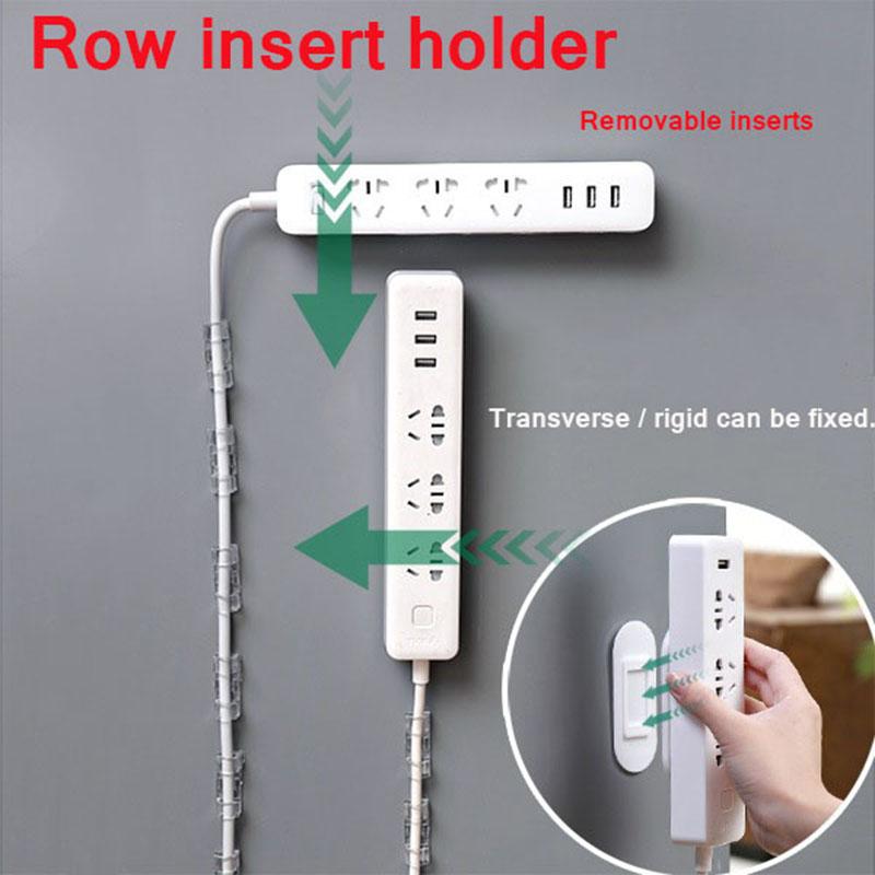 4/2/1 Pairs Wall-mounted Self-adhesive Socket Fixer Cable Organizer Seamless Punch-free Sticker Holder Wall Power Strip Holders