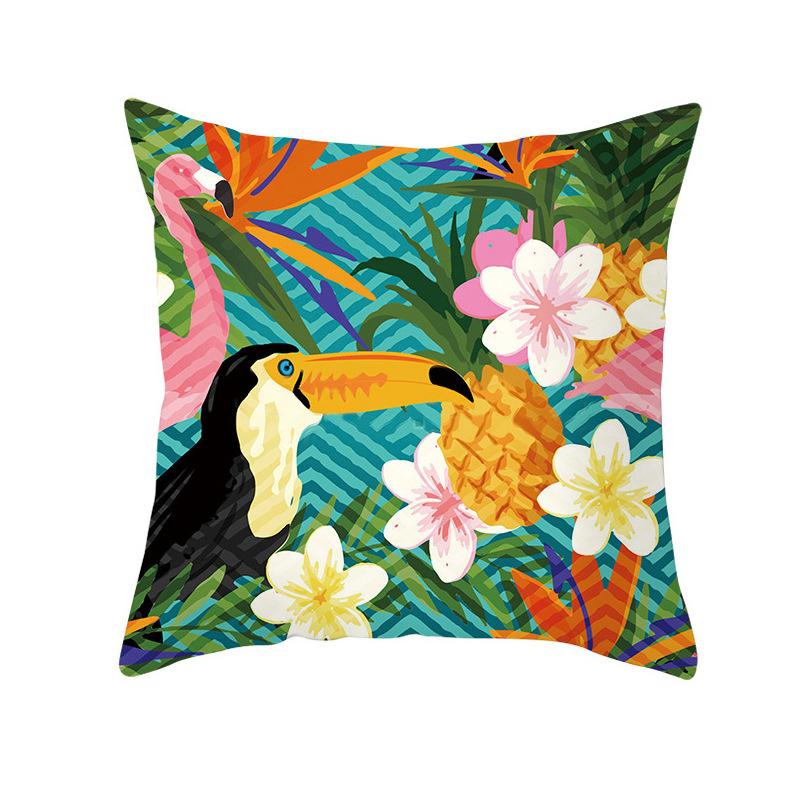 Parrot Toucan Floral Pillowcase Tropical Flowers Plants Print Cushions Cover Livingroom Sofa Decorative Throw Pillows Home Decor