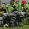 Waterproof Outdoor Cactus Lamps Solar Garden Light, Resin Pathway Desert Theme Yard Accessories LED Light with Stake for Patio Lawn Decor Powered