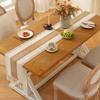 Nordic Light Luxury Cotton Linen Color Block Tassel Table Runner