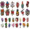 28 Peças Tatuagem Temporária à Prova d'Água Duradoura Adesivos Corporais Chave e Orquídea Fonógrafo e Coração E Flores Para o Peito