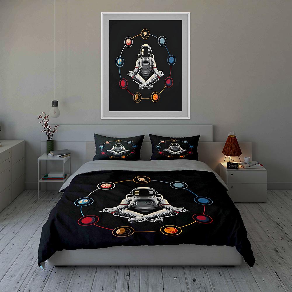 Astronaut planetary meditation Bedding Duvet cover sets Duvet covers Pillowcases gifts (1 * Duvet Cover 2 * Pillowcases, without duvet insert)