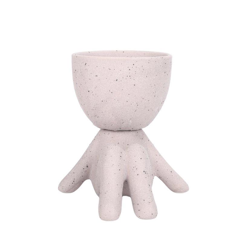 Creative Black Figure Flower Pot Plant Cactus Potted Abstract Ceramic Figure Flower Pot Figurine Coffee Table Living Room Decor
