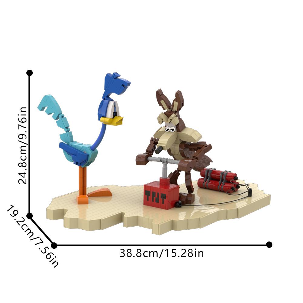 MOC-214247 Roadrunner and Wile E Coyote Building Blocks Model US Anime YOSEMITE SAM Figure Bricks Assembly Toys Kids DIY Gifts