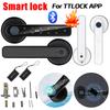 Door Lock Biometric Password Handle Lock Anti Peeping TTLOCK APP Control Type-C Emergency Charge for 3.5-6.5cm Thickness Doors