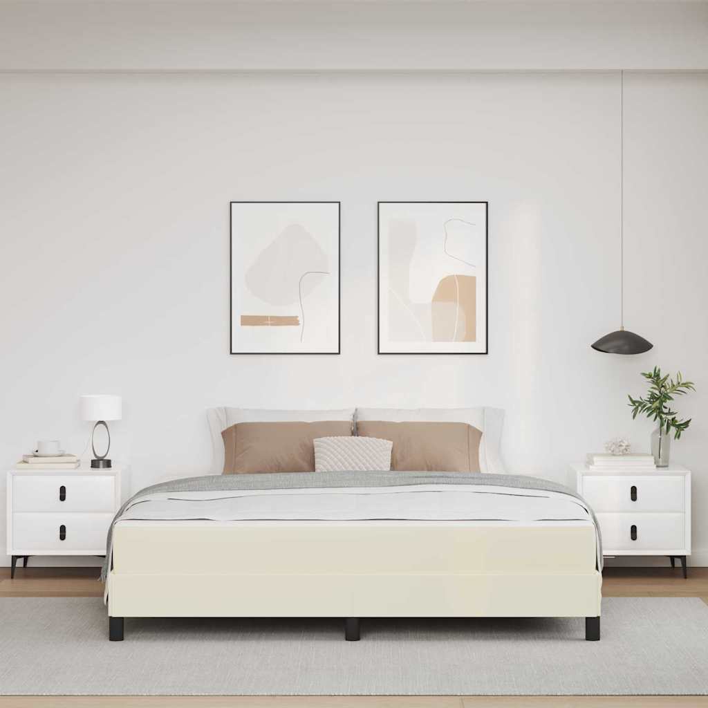 Bed Frame with Mattress Cream 180 x 200 cm Fabric