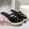 Summer Black New Wedge Casual Waterproof Platform Slippers Thick Sole High Heel Sandals Women Zapatos Mujer