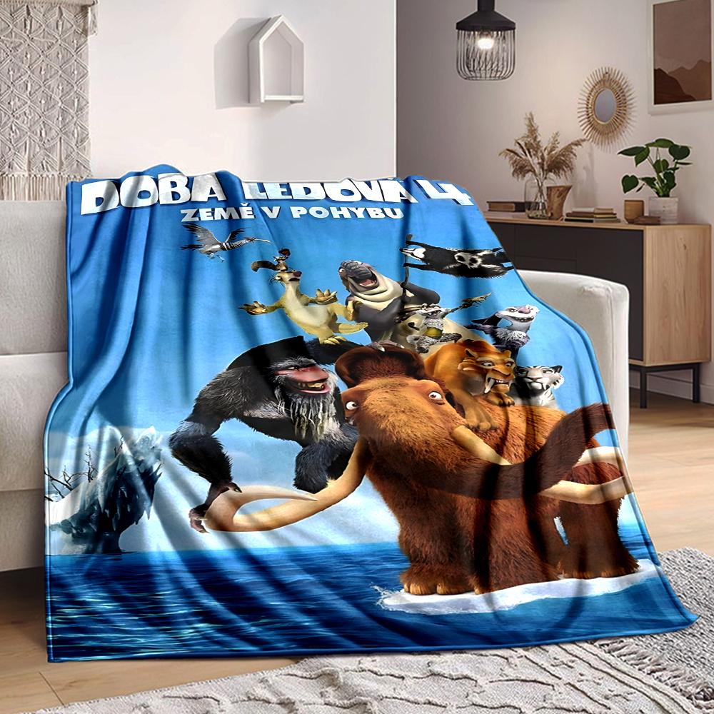 1Pc Ice Age Characters Ice Flannel Fleece Blanket Soft Warm Throw Blanket For Sofa Bed Couch Home Decor Travel Nap Blanket Xmas Gift Q1712