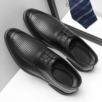 Fashion Men's Business Dress Shoes Summer Breathable Hollow Out Shoe Luxury Casual Leather Shoes for Men Lace Up Oxford Shoe Men Shoes