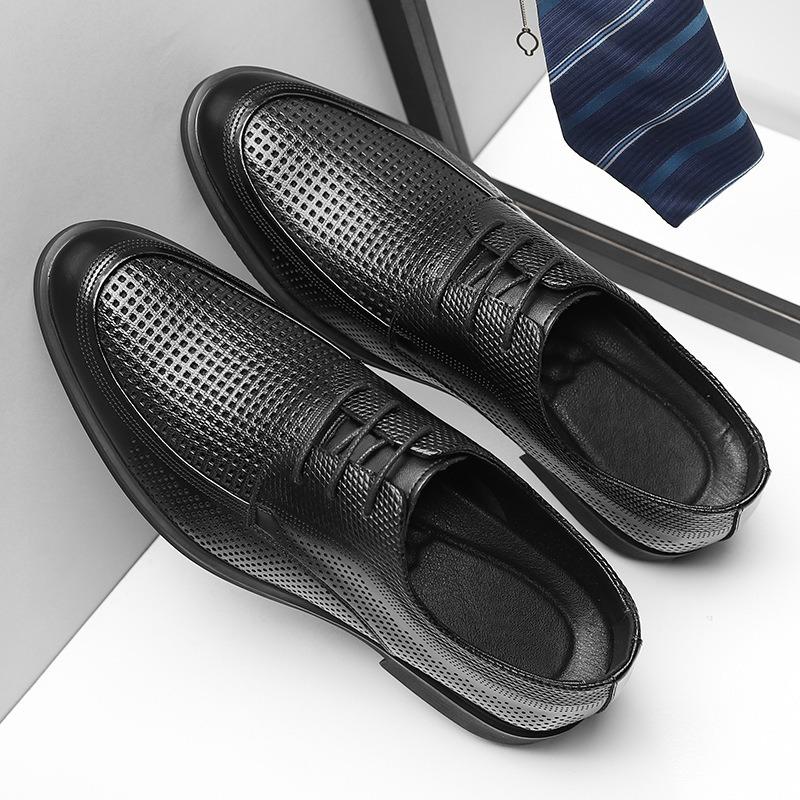 Fashion Men's Business Dress Shoes Summer Breathable Hollow Out Shoe Luxury Casual Leather Shoes for Men Lace Up Oxford Shoe Men Shoes