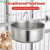 Anti-Spill Pet Feeding Bowls - Durable Stainless Steel with Hooks for Crates & Cages