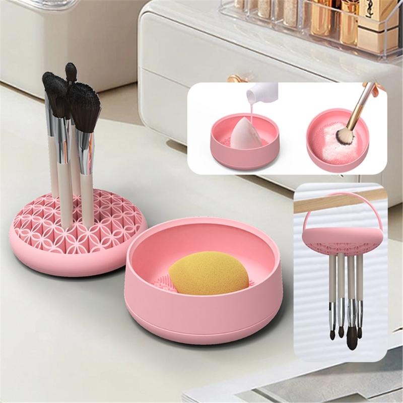 3 in 1 Silicone Makeup Brush Cleaner Convenient and Portable to Cleaning Your Brushes for Women Girls