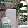 4-Pieces Bathroom Hardware Set, Adhesive Matte Black Bathroom Accessories Including 16in Bath Towel Bar, Toilet Paper Holder, Towel Ring, Hooks,