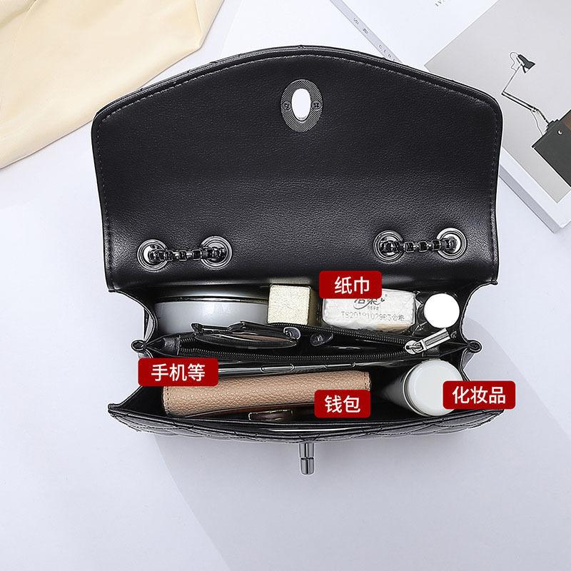 Women's black leather chain bag, versatile quilted crossbody bag, 2025 new fashion genuine leather shoulder bag