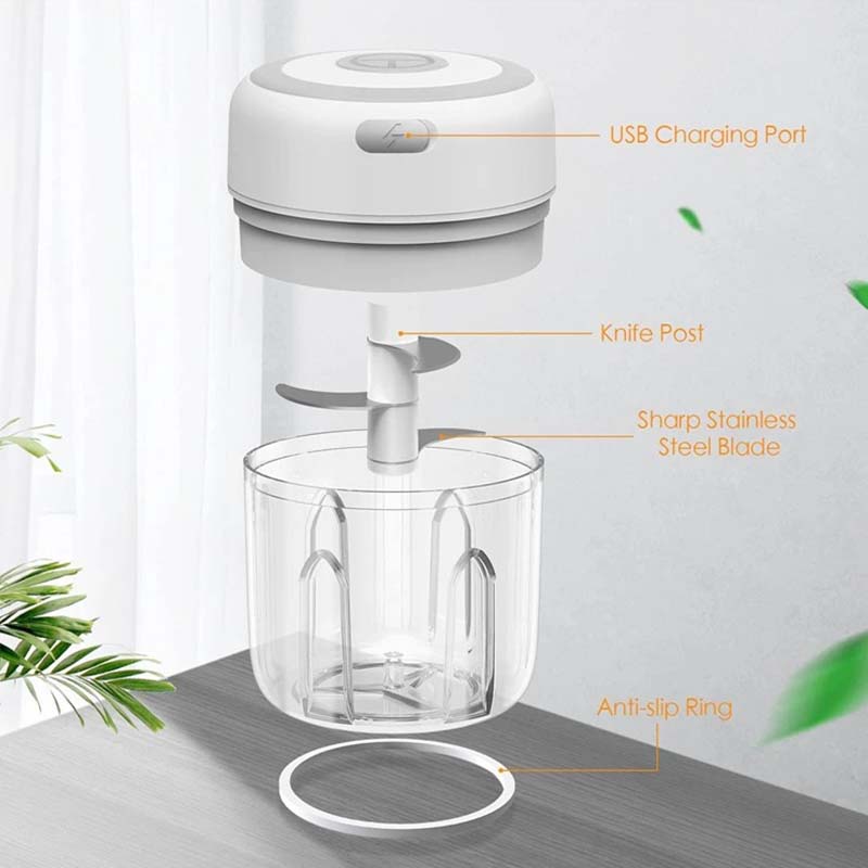 Electric Mini Garlic Mincer 100/250ML USB Vegetable Onion Chopper Portable Small Food Processor for Ginger Chili Vegetables 3