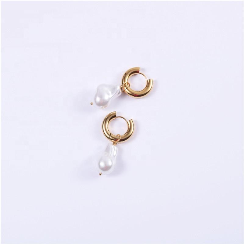 Metal Stainless Steel Hoop Earrings Vintage Large Pearl Charm Earrings 2026