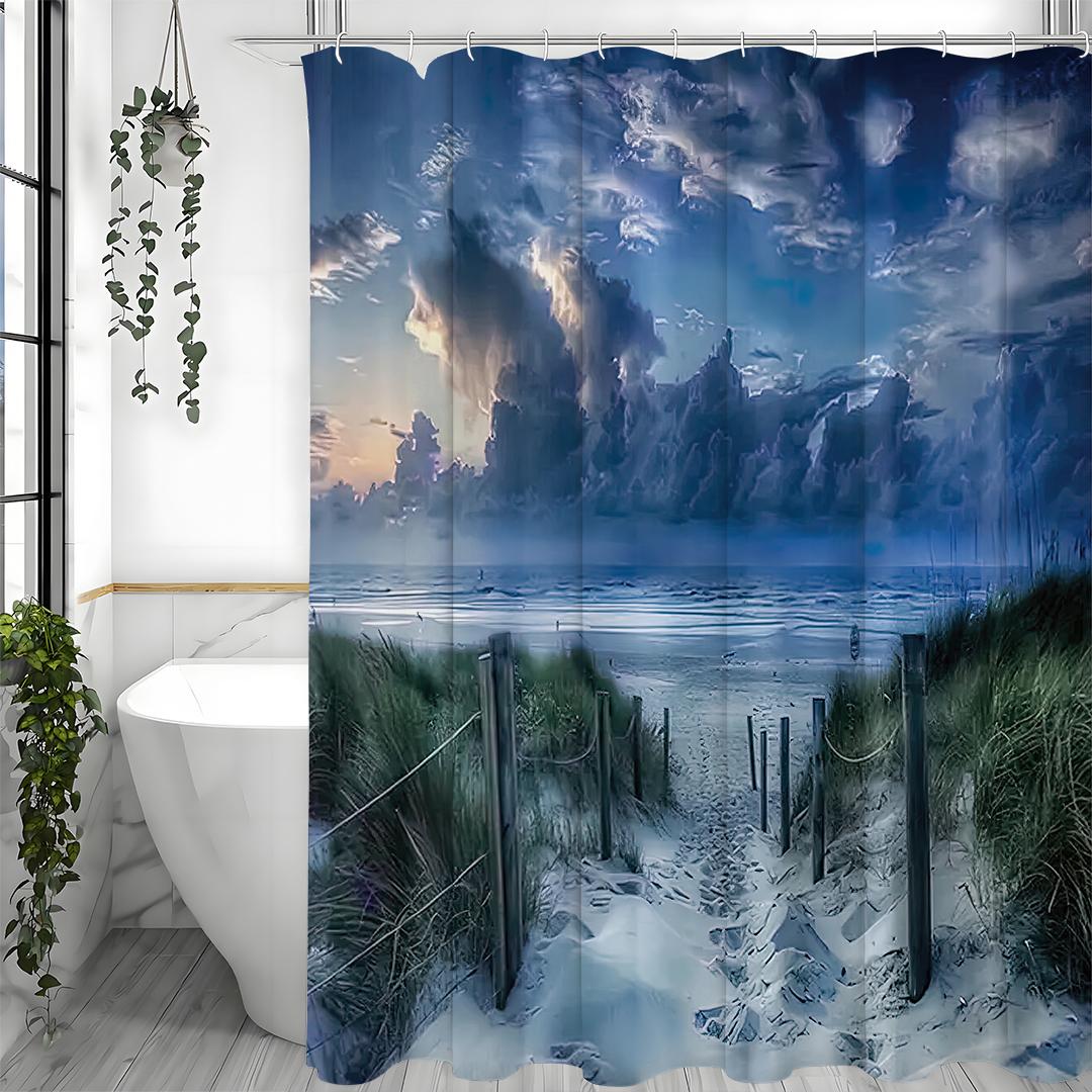 

Тропический восход солнца на Оушен-Бич, Декоративная шторка для душа для ванной, Водонепроницаемая шторка для душа с крючками 90*180cm