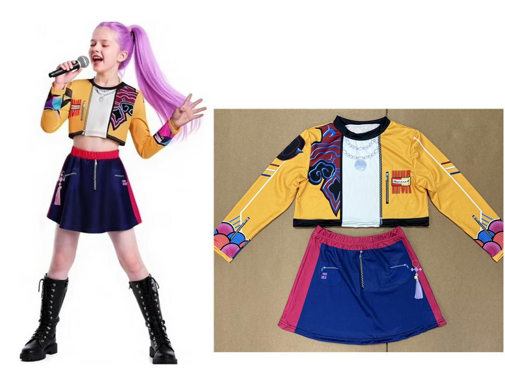 Dětský Dívčí Kpop Lovec Démonů Cosplay Rumi Zoey Mira Cosplay Kostýmní Sada 3D Potisk Dětské Oblečení na Pódiové Vystoupení Halloweenská Párty