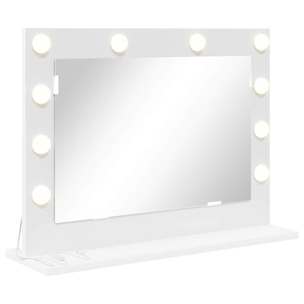 White Washbasin Mirror 60 x 45 x 18 cm Glass and Veneered Wood
