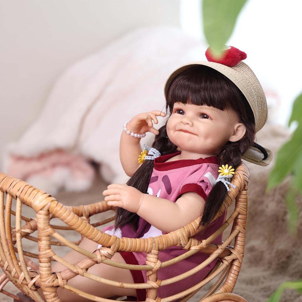 KEIUMI Smiling Reborn Baby Girl Dolls 55 Cm Full Silicone Vinyl Body Bathe Lifelike Princess Bebe Newborn Dolls Christmas Gifts