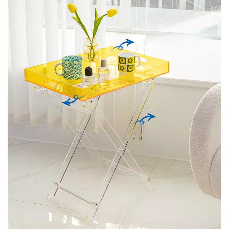 Net rot Nordic acryl falten kaffee tisch transparent kleine tisch seite tisch faltbare hause balkon kaffee tisch